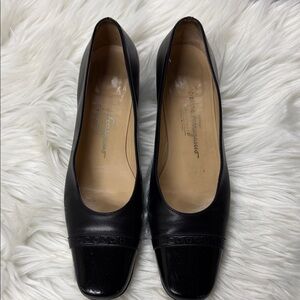 Salvatore Ferragamo Black Leather Flats